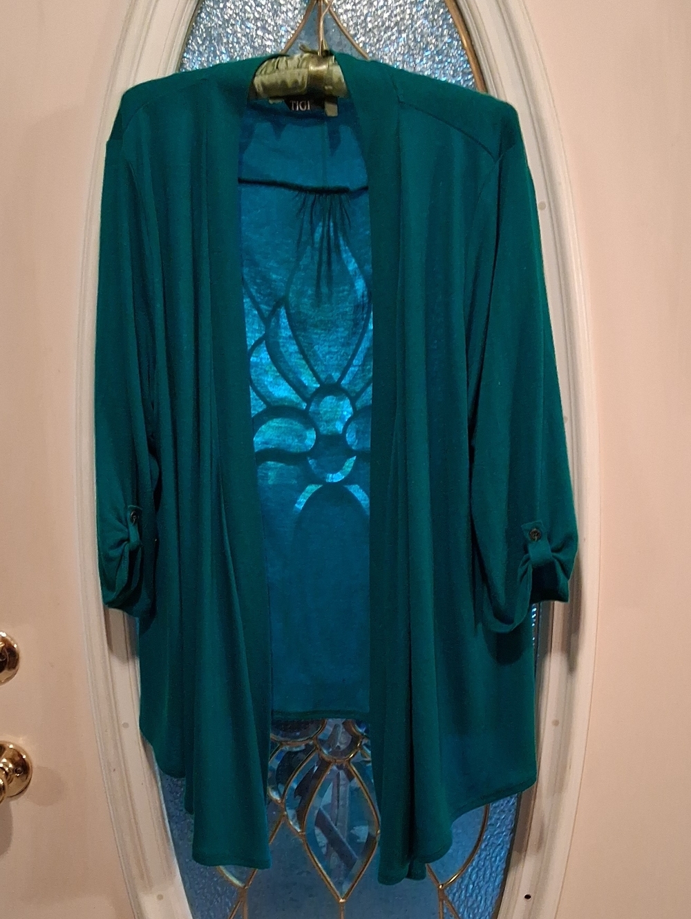 TIGI Teal Open-Front Women's Cardigan